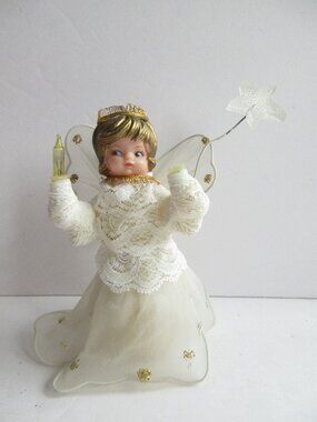 Commodore Angel Tree Topper Blow Mold Head Lace Dress NOT WORKING Vintage Decor